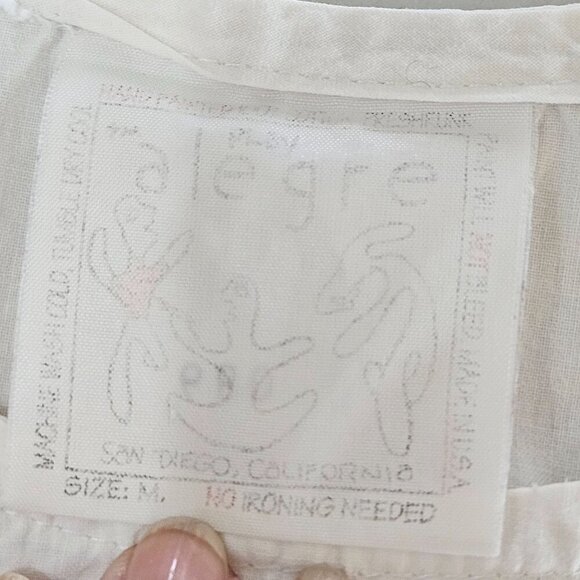 Vintage 80's Alegre Tank Top White Size Medium Hand Painted Flower Red Blue - Picture 6 of 8